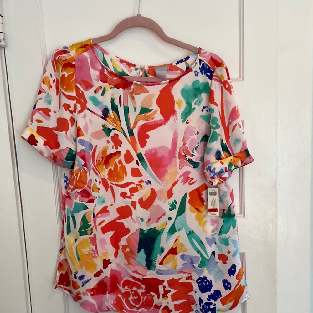 Chico’s Colorful Abstract Print Women's Top NWT Size 2
